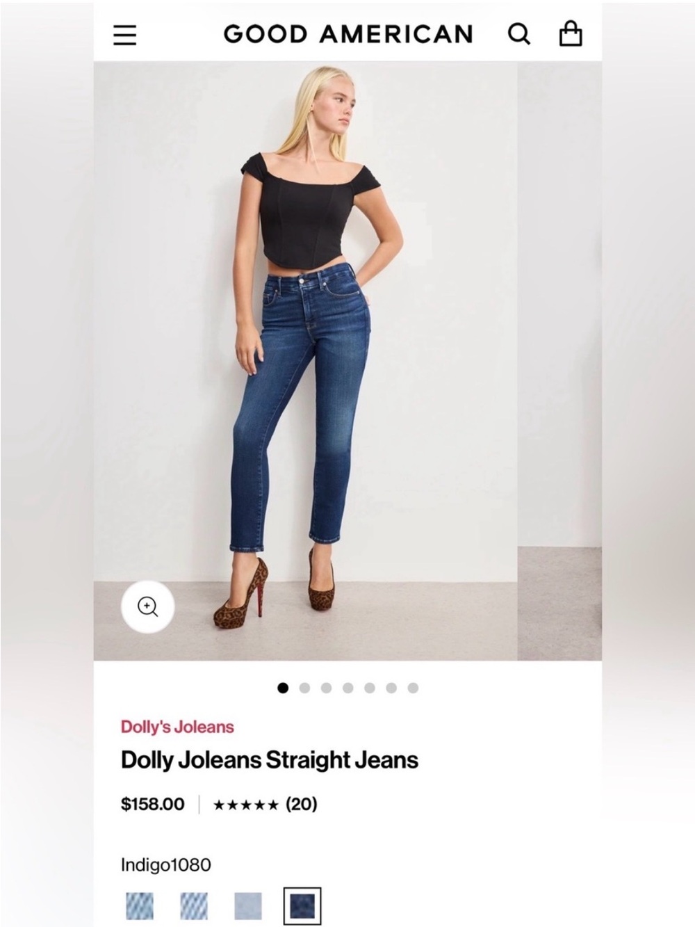 Good American Dolly Parton Jeans in Indigo. Size 10, Petite.